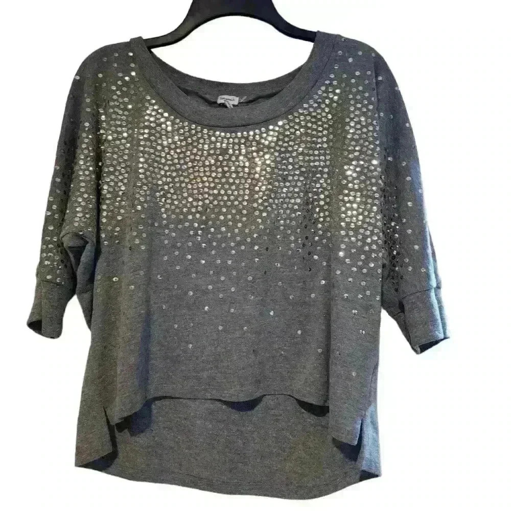 161 Splendid gray and sequins dolman sleeve heather gray size small